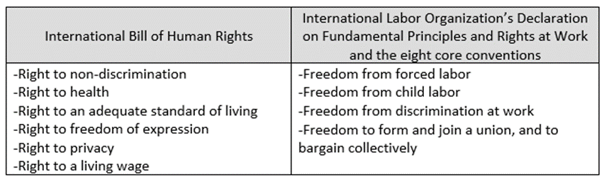 International Bill of Human Rights table