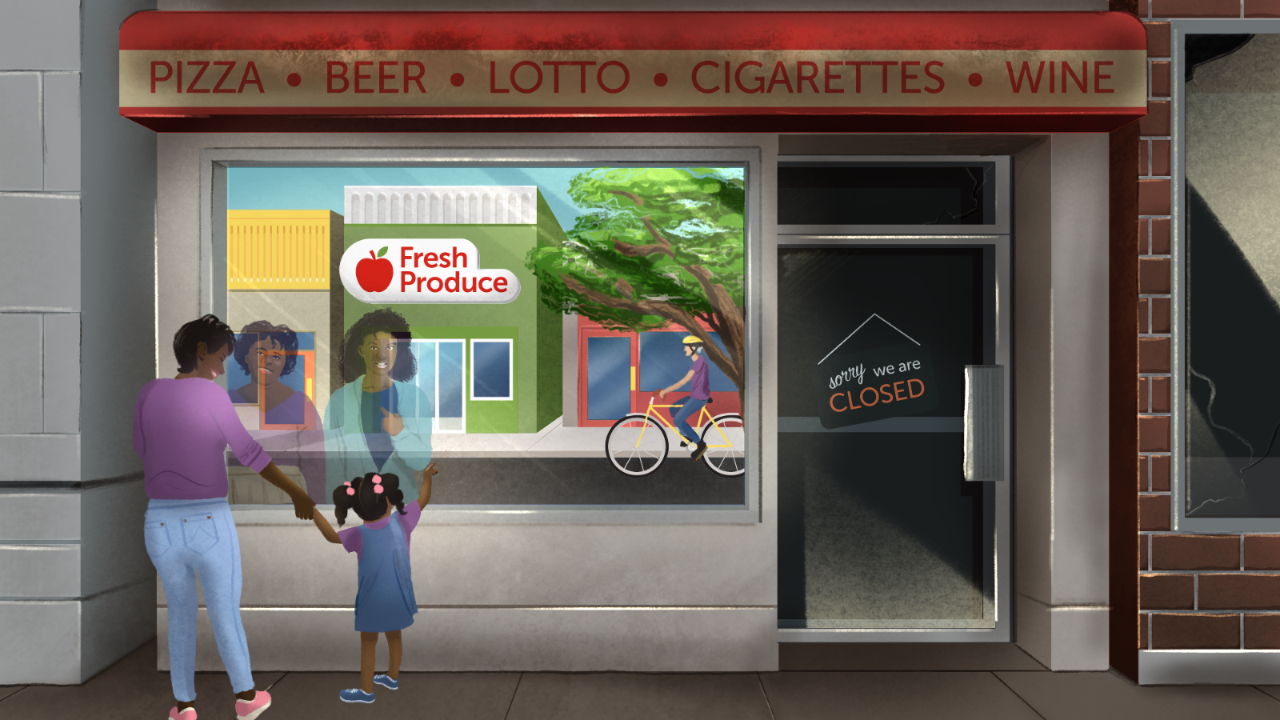 Illustration depiciting a small storefront.