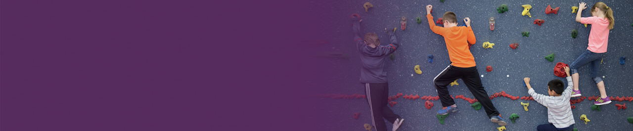 Fostering a Healthy Early Childhood Children climbing a rock wall at a fitness park.