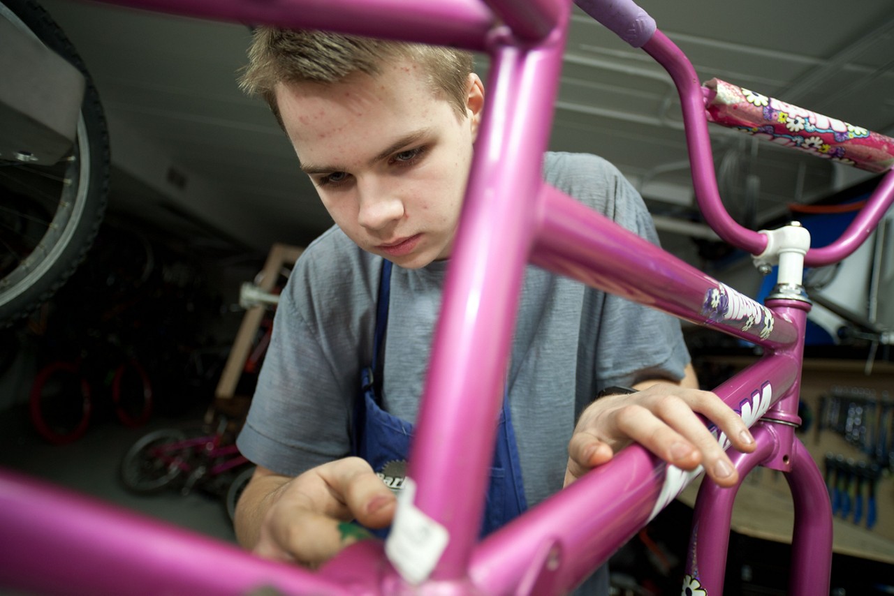 Venture North Bike and Coffee provides youth employment opportunities and bike sales/repair services in economically disadvantaged North Minneapolis. Minneapolis is one of six winners of the inaugural RWJF Roadmaps to Health Prize.