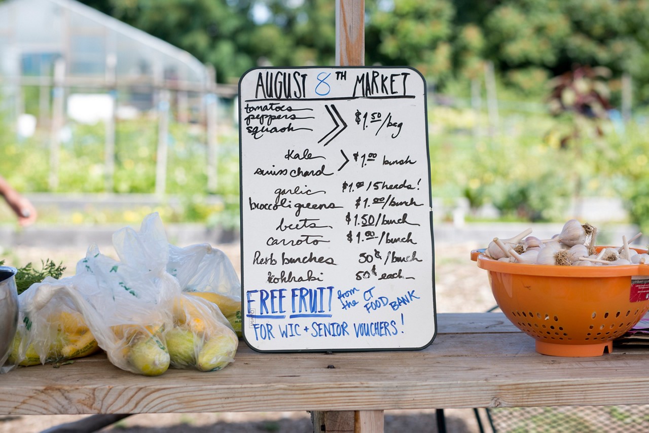 A vegetable menu at the Reservoir Farm in Bridgeport, Conn.