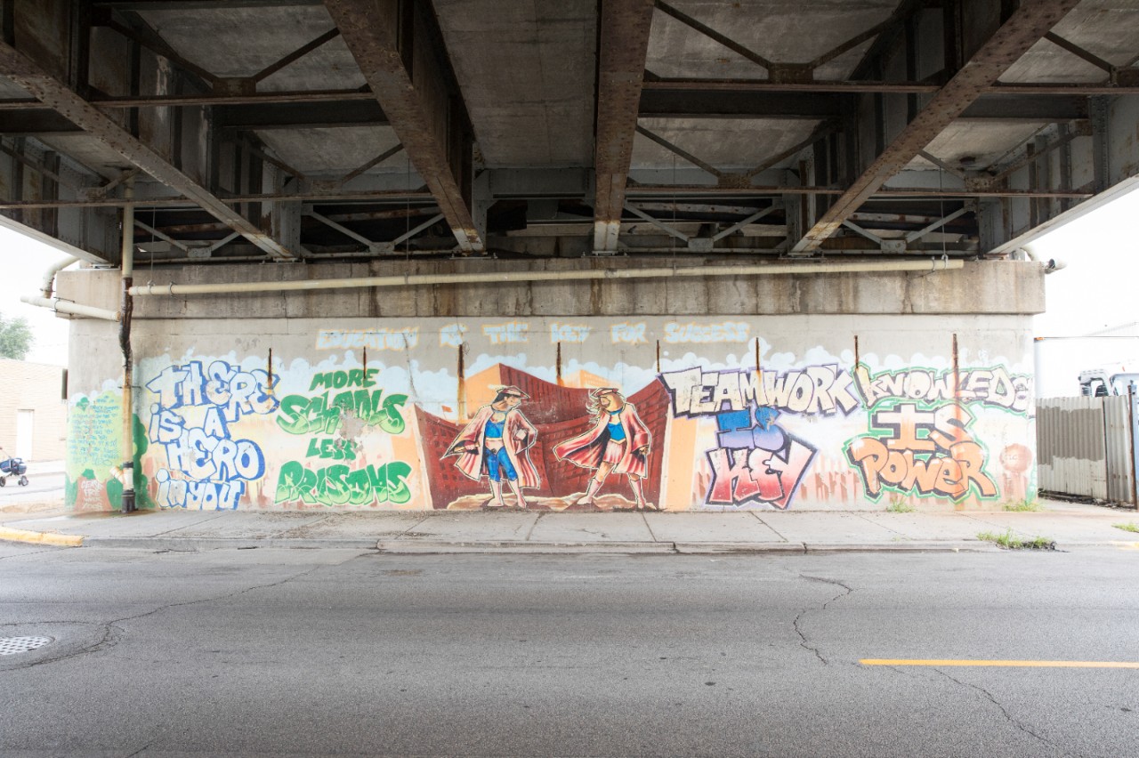 Positive graffiti on a bridge underpass.