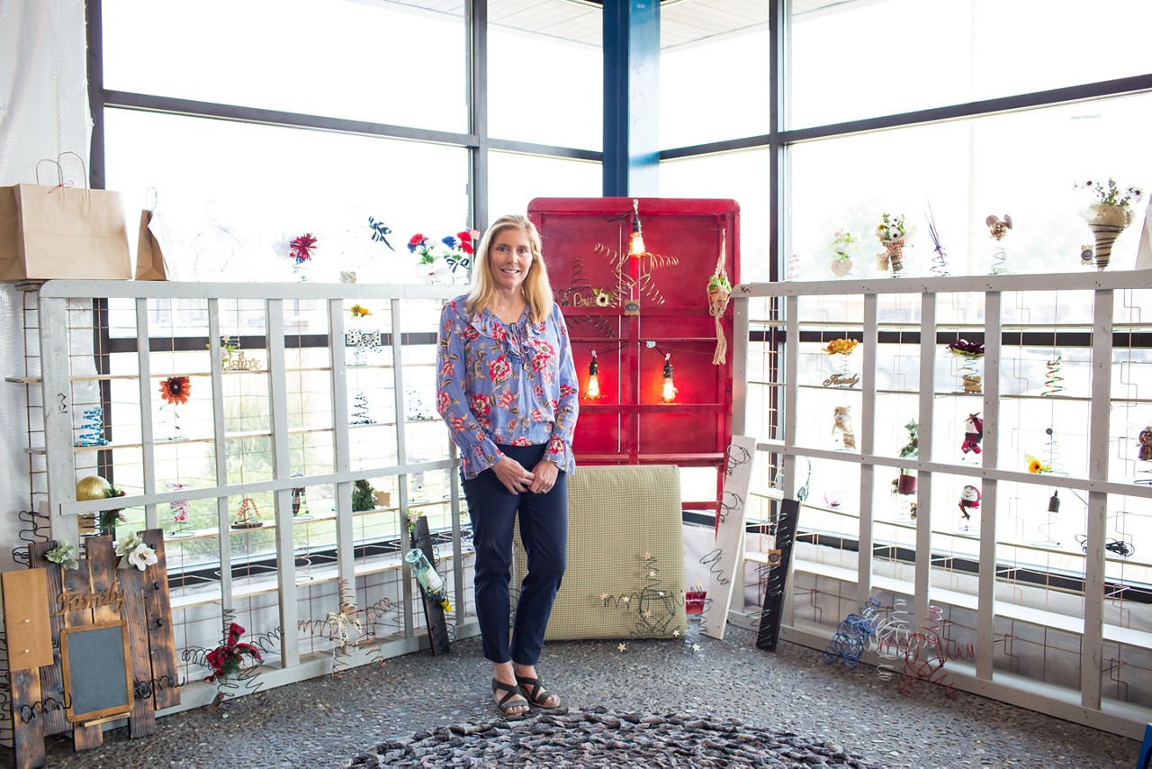 Joy McInnis, executive director of Klamath Works, whose mission is to help those in need return to self-sufficiency by preparing them for work in Klamath Falls, Oregon.  One of their programs trains workers to recycle and upcycle used mattresses, keeping them out of landfills and making new pieces that can be sold.