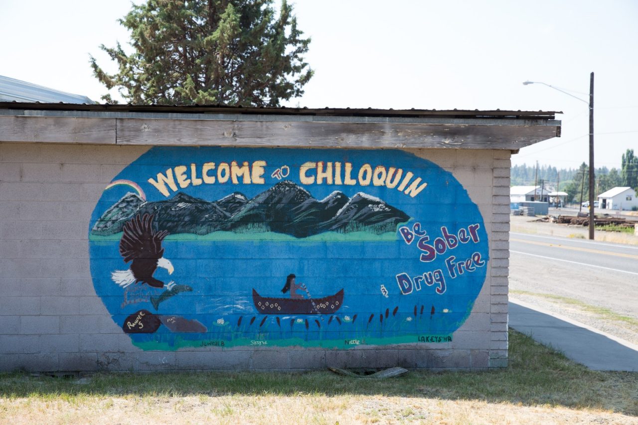Mural in Chiloquin, Oregon which has a large population of Native Americans from the Klamath Tribe.