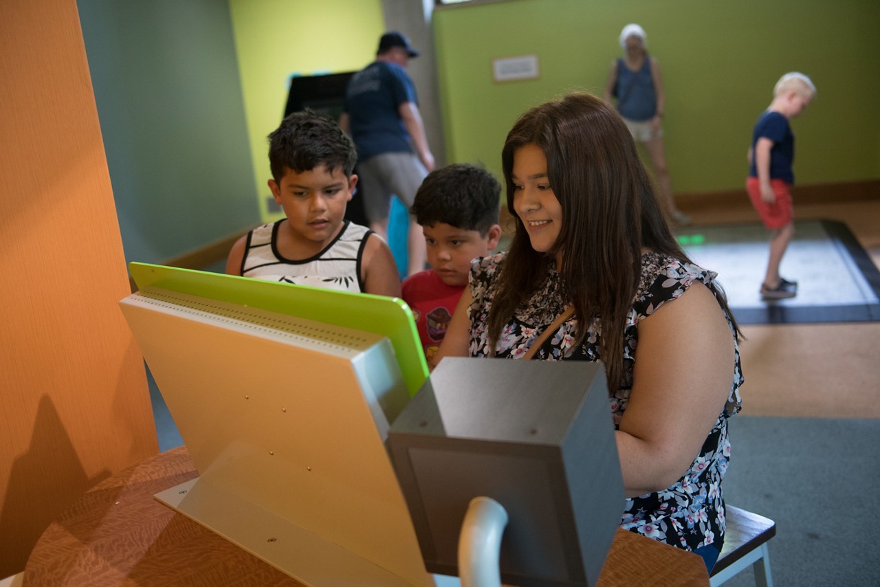 The interactive H-E-B exhibit at the Witte Museum, which collects anonymous data on visitors' health habits.