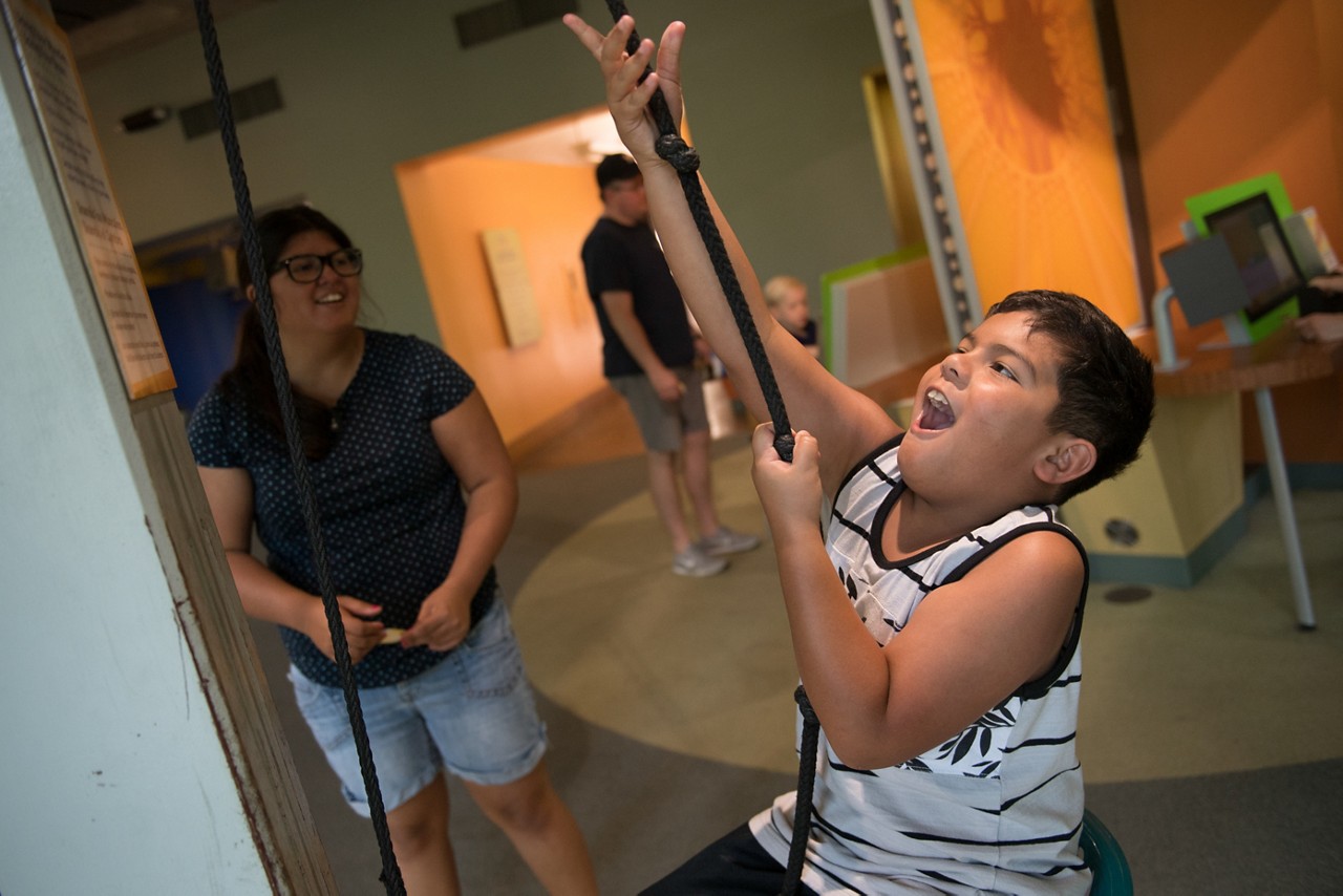 The interactive H-E-B exhibit at the Witte Museum, which collects anonymous data on visitors' health habits.