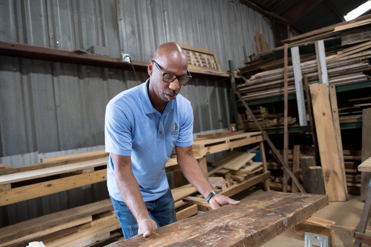 Jerry Blessingam is the founder of Soteria Community Development Corporation, which provides work, training and a halfway house program for formerly incarcerated individuals. The workshop repurposes reclaimed wood into new handmade objects.