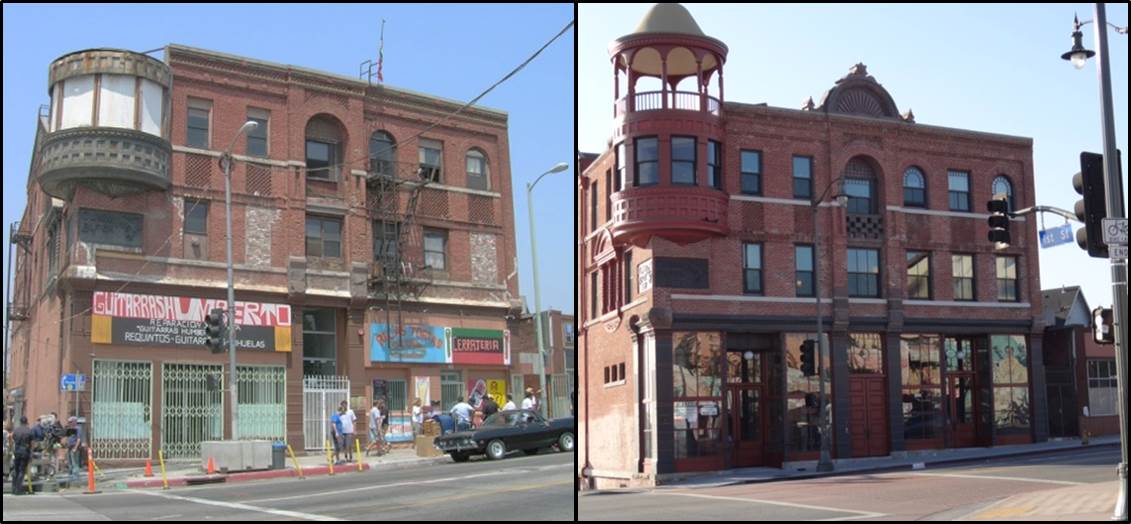 This photo shows the Boyle Hotel in disrepair, before ELACC pursued redevelopment, and as mixed-income housing afterward. Many families face rising rents they can’t afford. One local developer revamped an aging historic hotel into affordable housing to transform: "community development being done TO us.. to development done BY us."