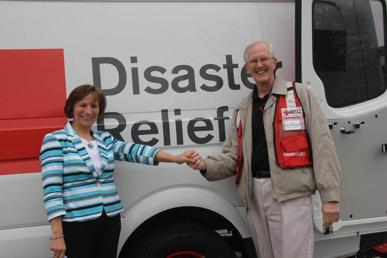 Sue and Bob Hassmiller working together with Red Cross.
