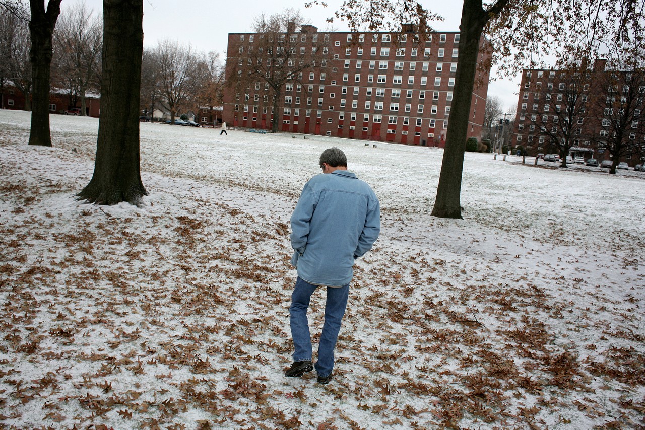 Walter Chlastawa, an former inmate of the Hampden County Correctional Center in Ludlow, Mass., walks in Springfield, MA. Walter has been drug-free, independent and employed since his release. Community Oriented Correctional Health Services (COCHS)