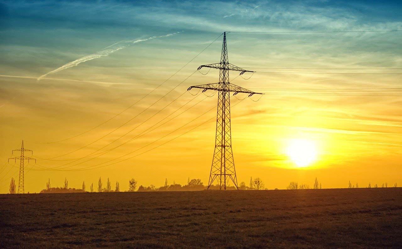 Power line at twilight.