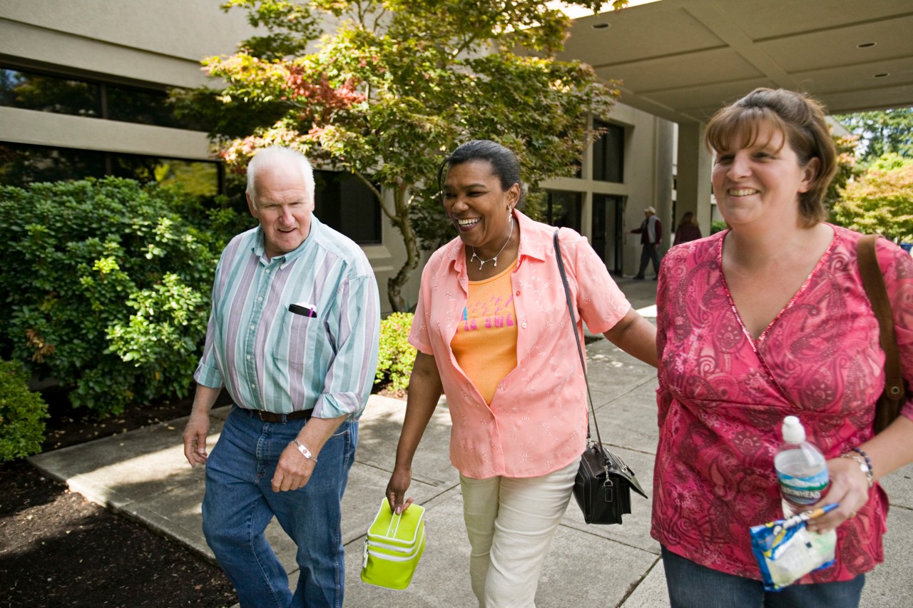 Carol Prevost, Polly, and her father Allen Workman, patients at St. Peter Family Practice, Olympia, Washington.