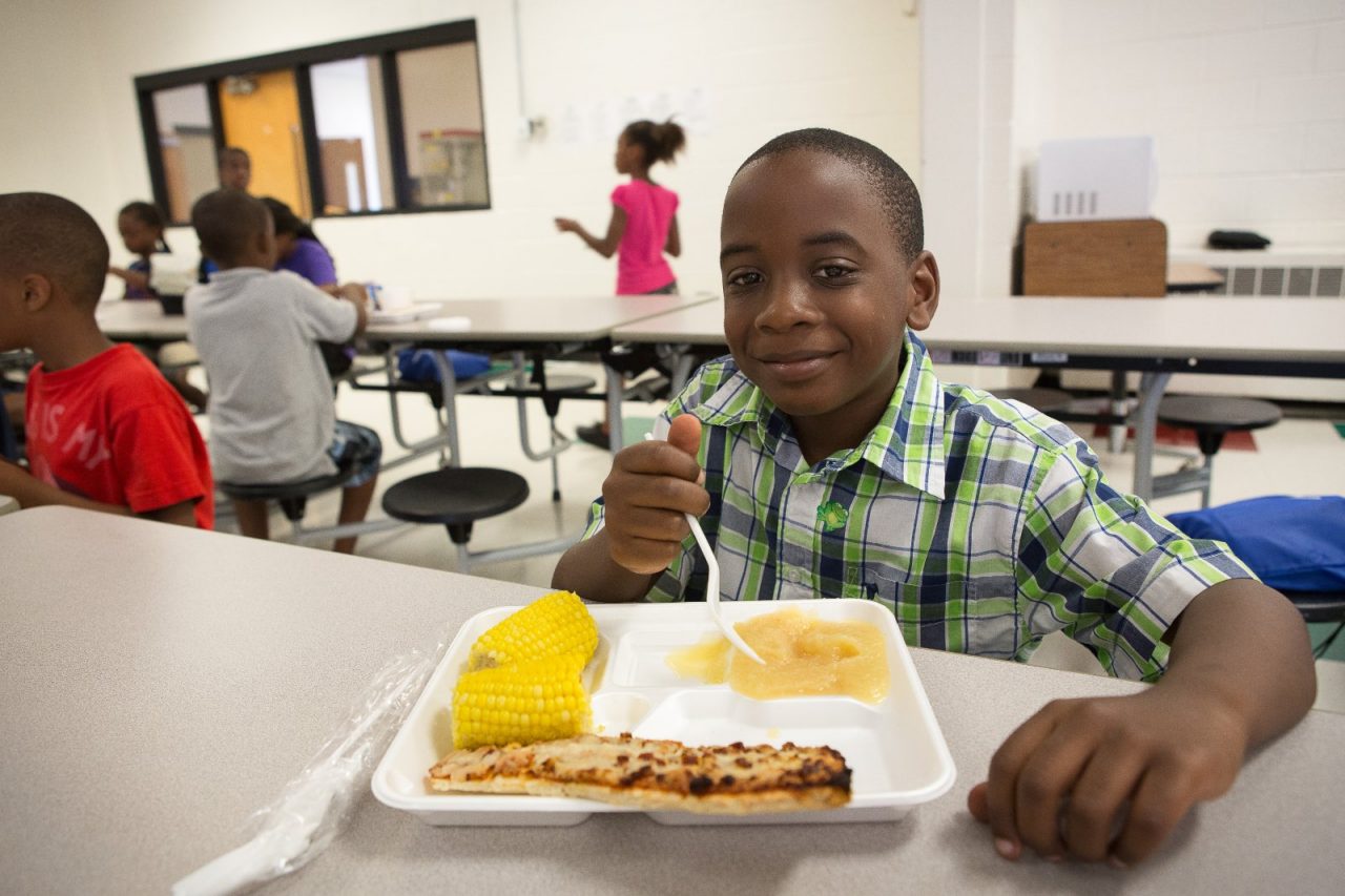 Philadelphia Kindergarteners eating lunch and taking part in a program to teach the importance of drinking water at a school in Philadelphia.