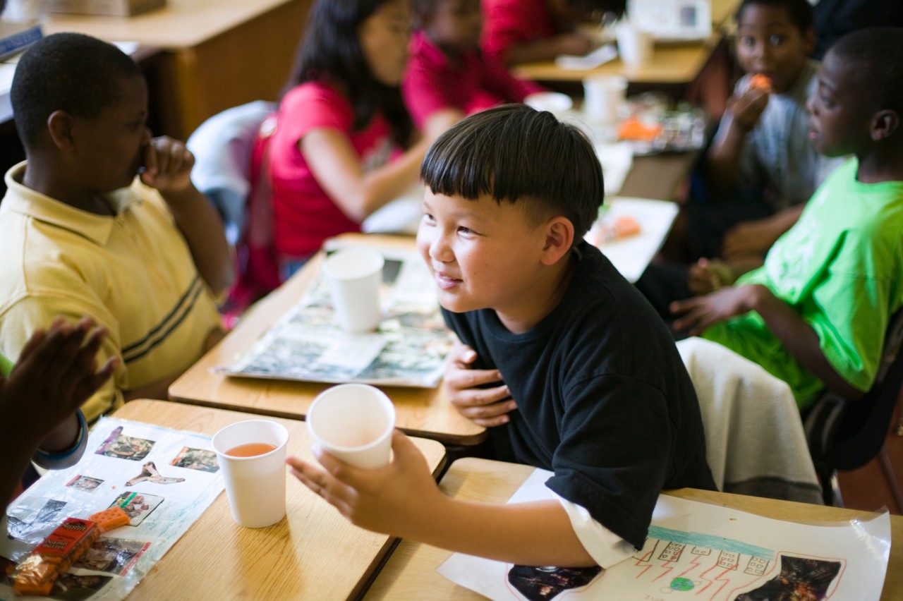 Students in the Sports 4 Kids after school program at Stege Elementary in Richmond, California.