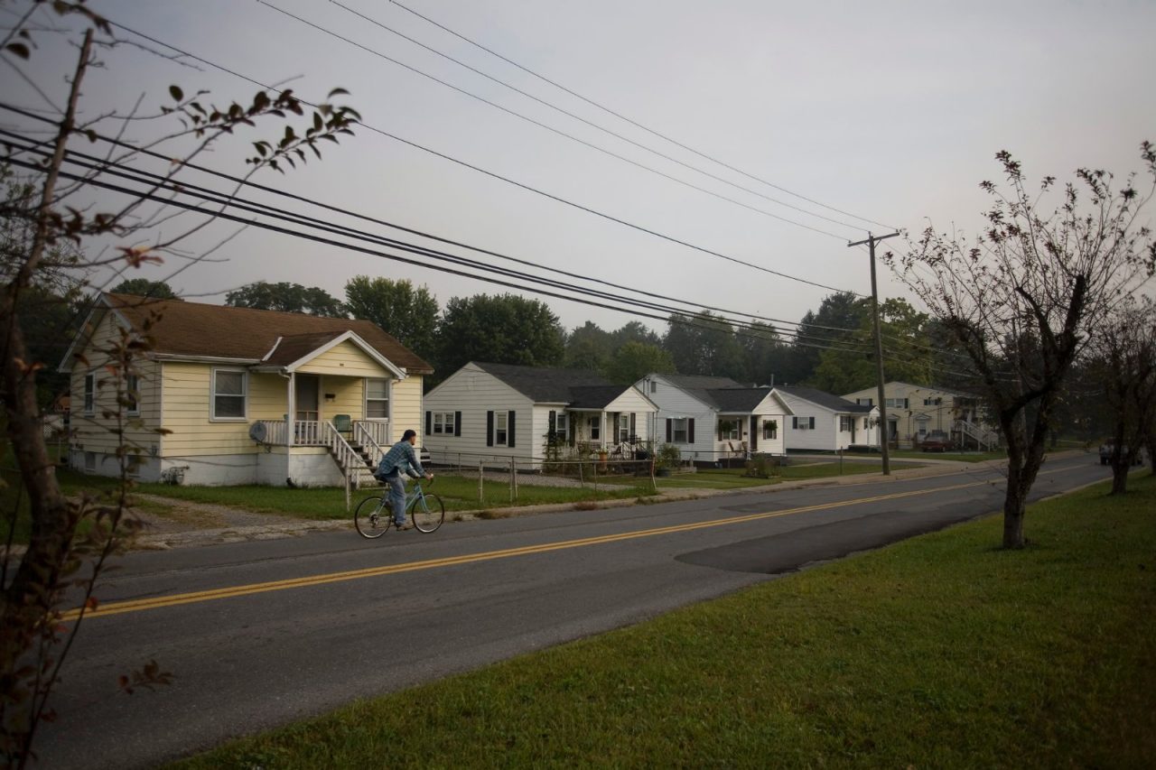 A residential street in Oak Hill, West Virginia where the Elkins family struggle with ill health and poverty.