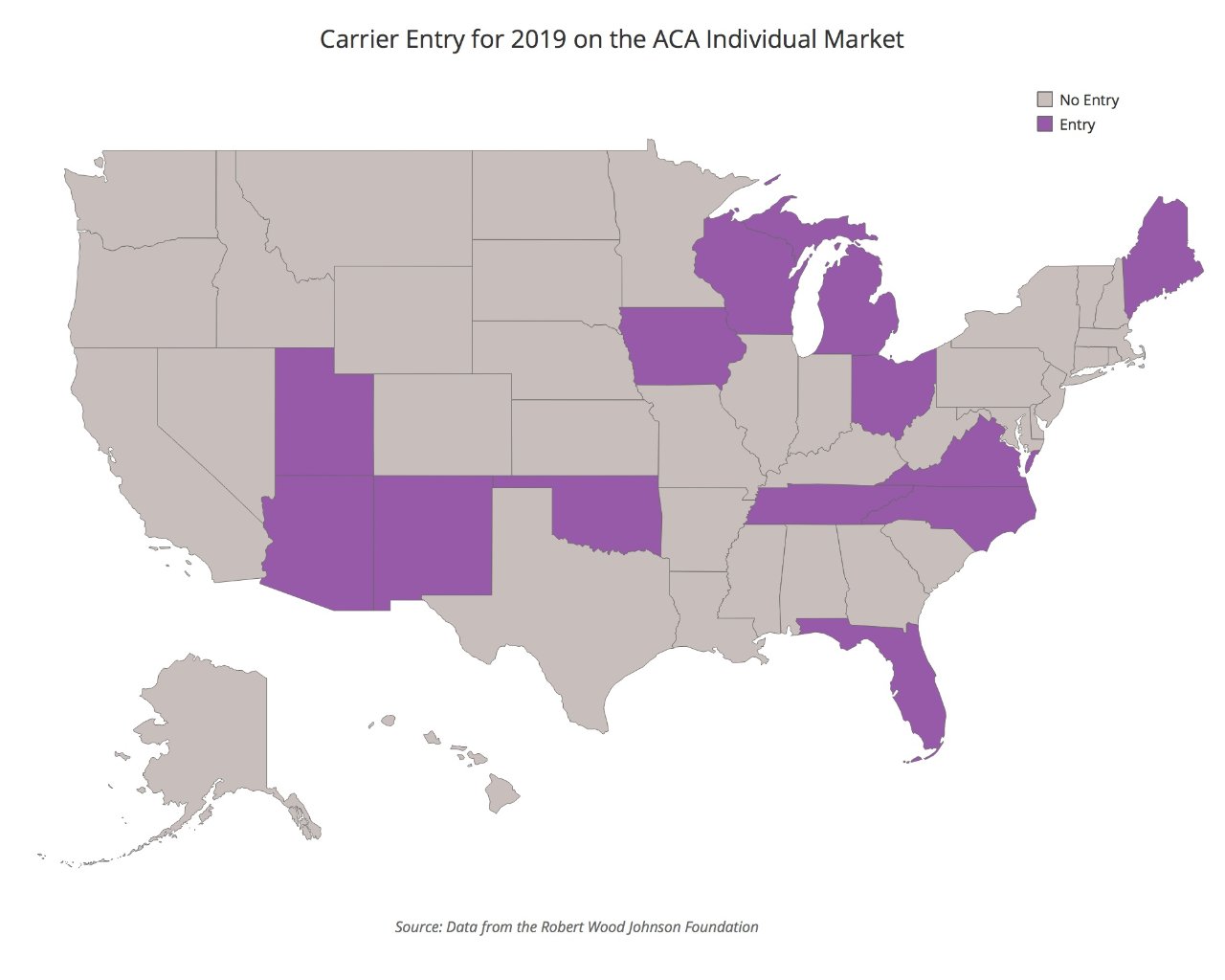 Carrier Entry for 2019 on ACA Individual Market MAP
