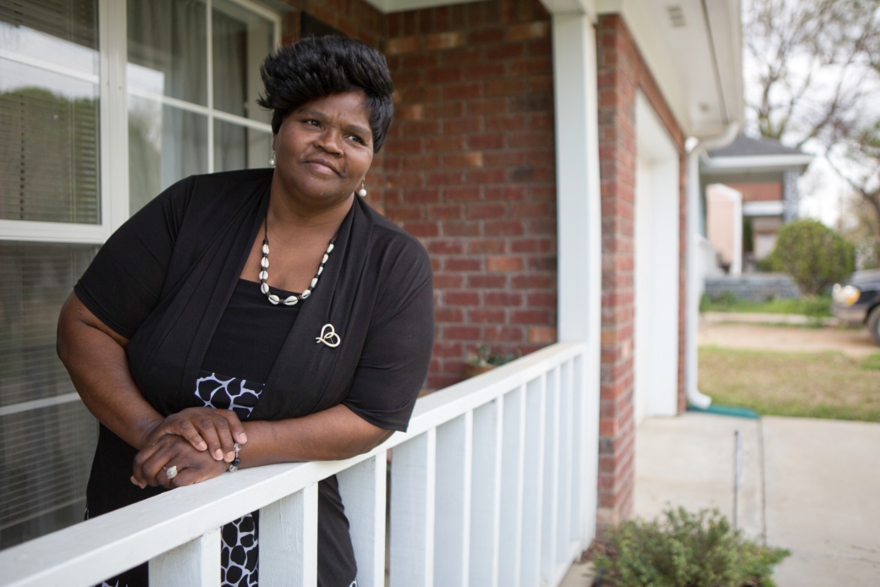 Dorothy K. Murriel in front of her home that was possible because of the Jackson Medical Mall foundation