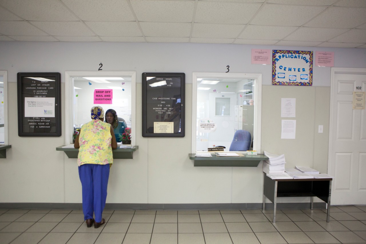 RWJF- MAX ENROLL story about increasing medicare enrollment of children in Louisiana..Dept. of Children and Family Services SNAP Eligibility Office in Baton Rouge LA.