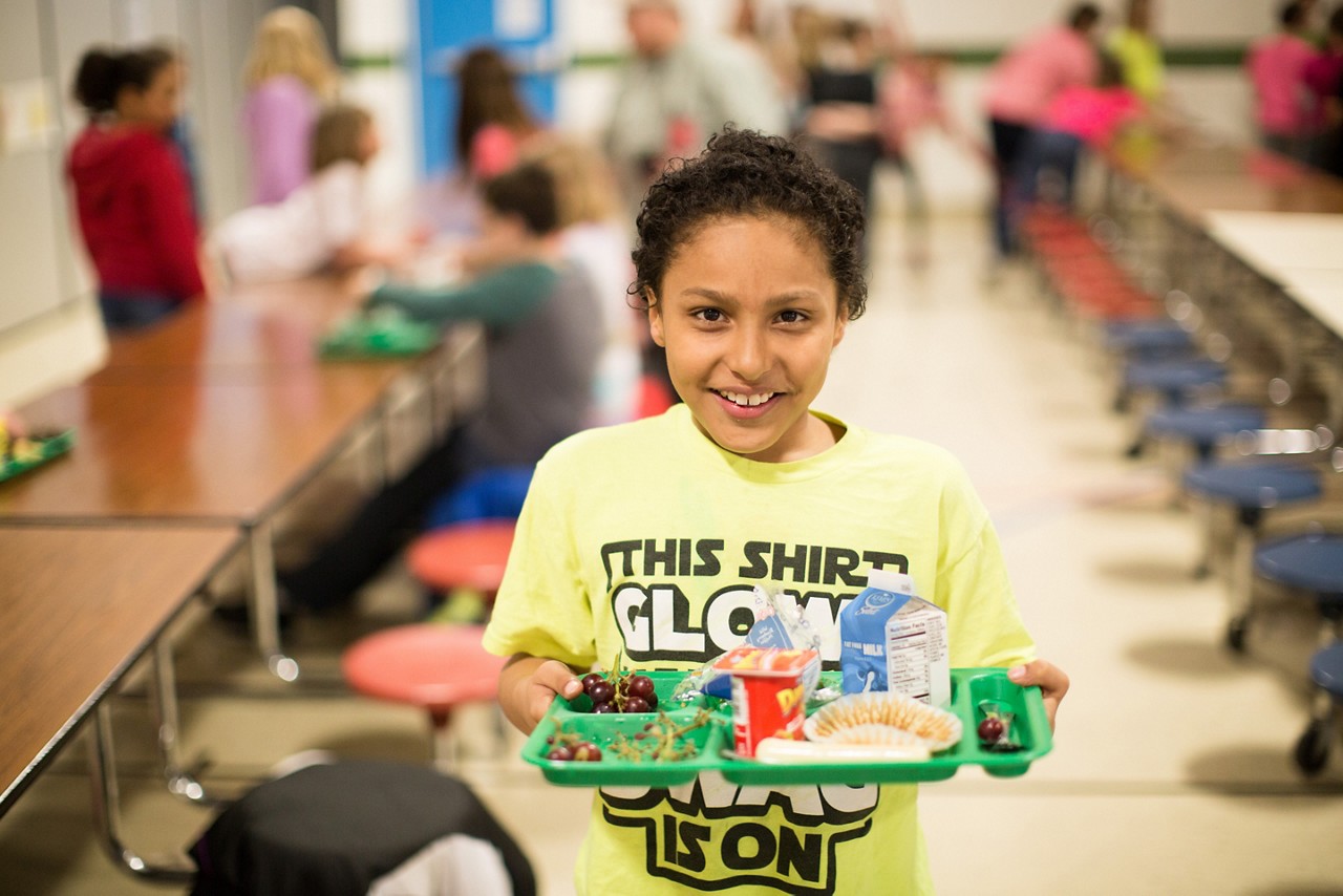 Sauk Rapids, MN 2016. Pleasantview Elementary. 4th Graders in cafeteria. Signs of Progress - St. Cloud, MN