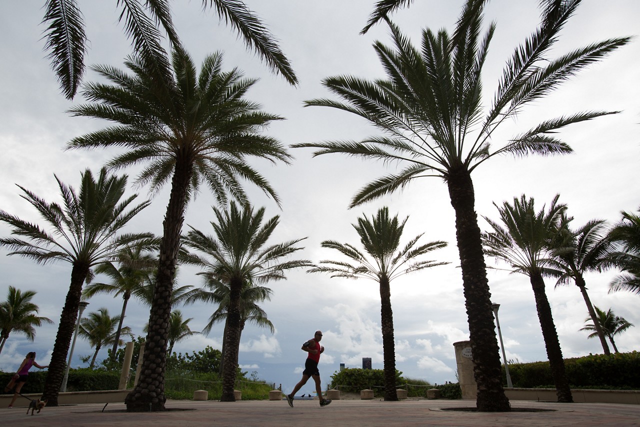 RWJF COH Miami. August 29-31, 2016.  Pictures of people exercising (walk, run, bike) along Miami Beach neighborhood area.