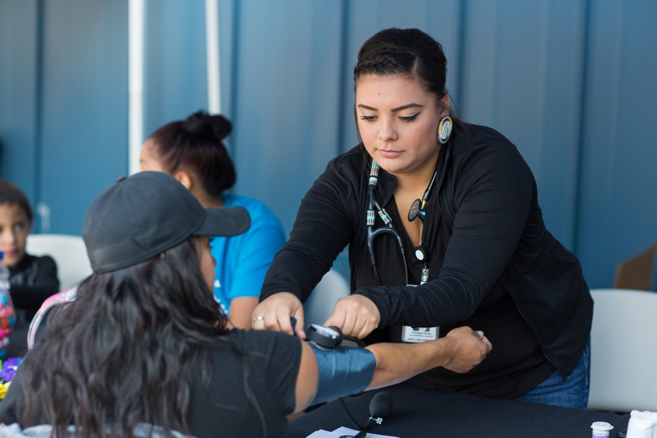 The Klamath Tribes Restoration Fun Run event in Chiloquin, Oregon.  Restoration is an annual celebration of the federal government's recognition of the Klamath Tribes in 1986 after they had been terminated by an act of Congress in 1954.  Health care providers offer wellness checks on site.